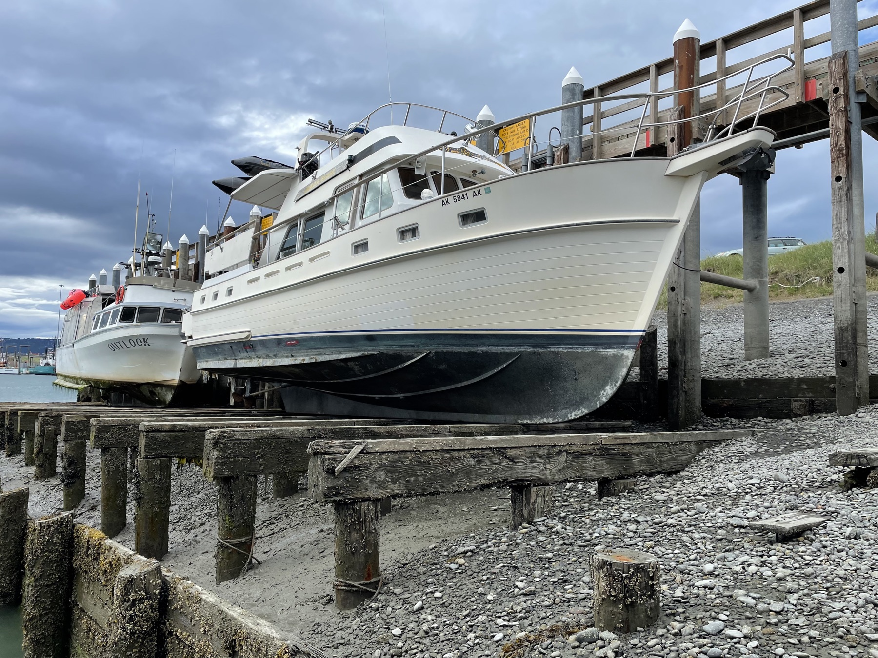 Hull exposed at low tide